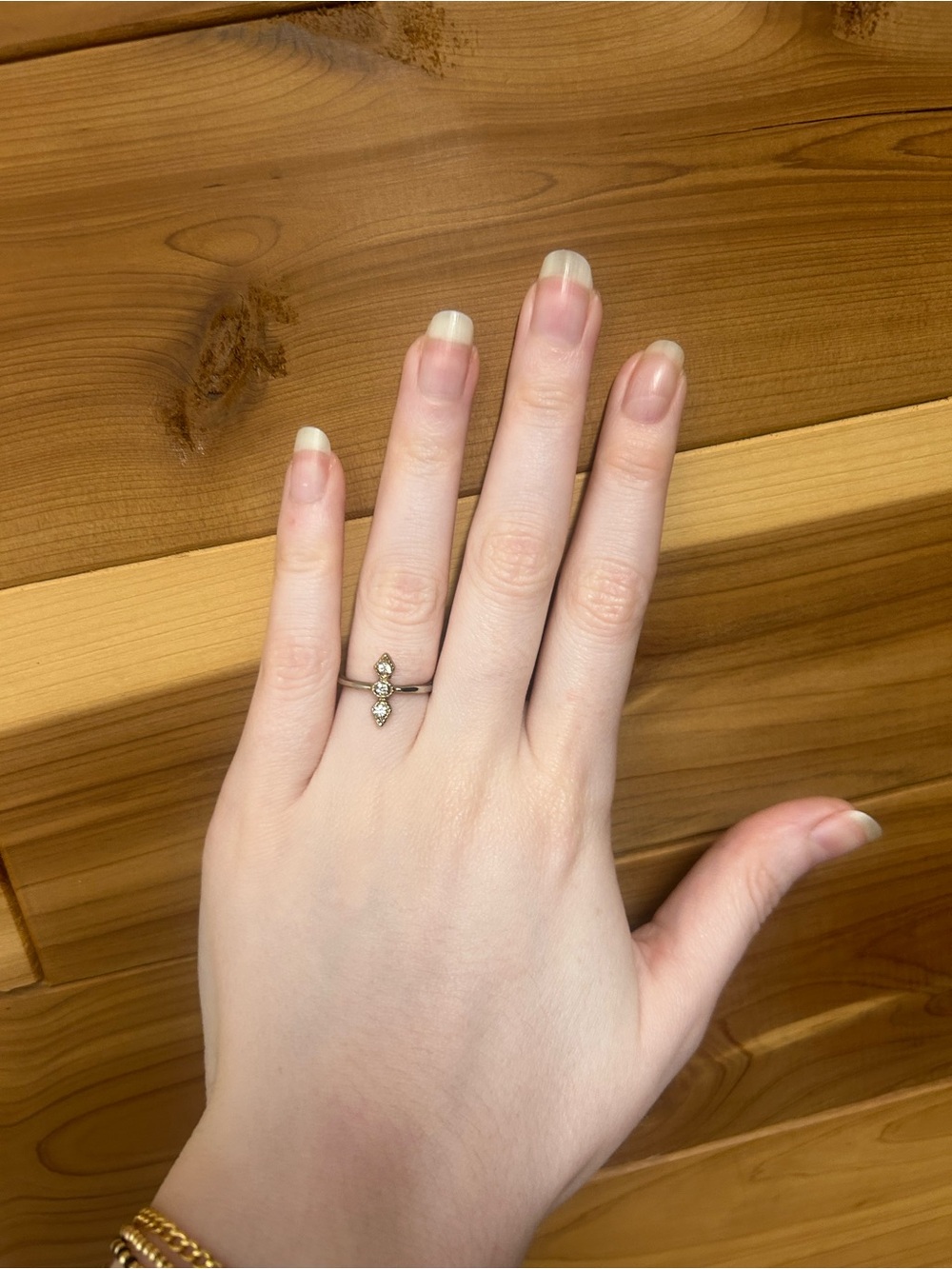 Delicate Gold Plated Ring with Clear Stones